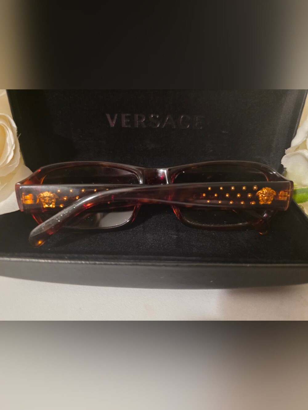 Versace Brown Tortoiseshell Sunglasses with Gold Medusa Accents